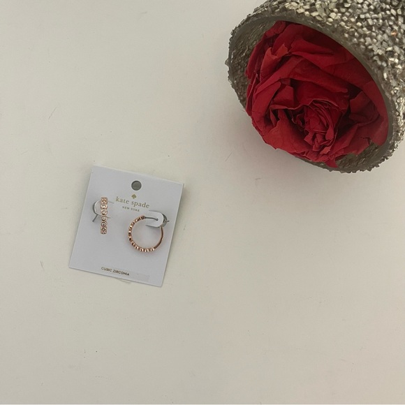Kate Spade New York Crystal Rose Gold Loop Earrings - New With Tag - Reemoly - Picture 2 of 11